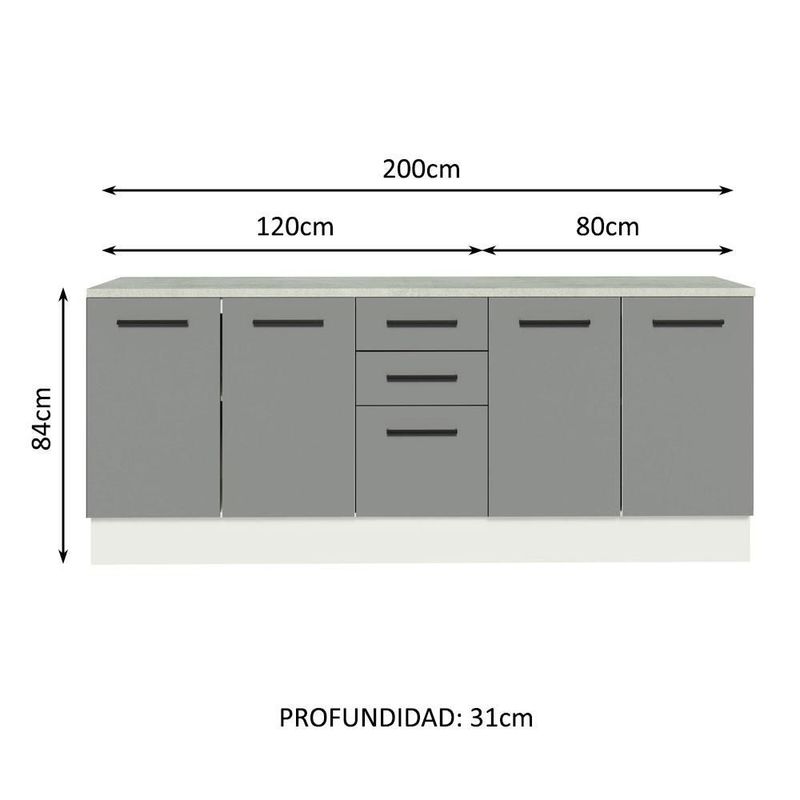 Kit Gabinete Bajo Garaje Madesa Blanco y Gris
