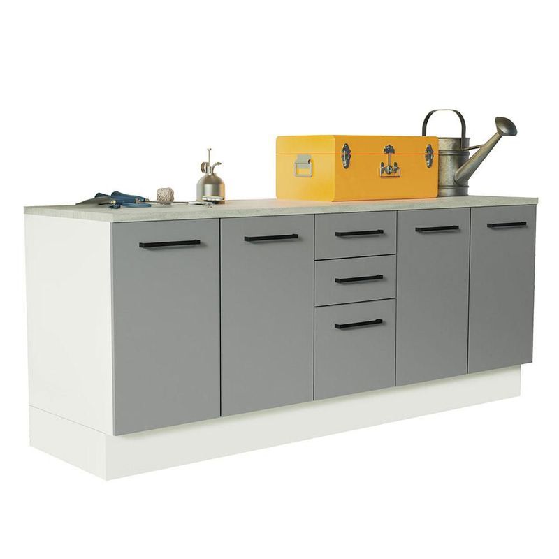 Kit Gabinete Bajo Garaje Madesa Blanco y Gris