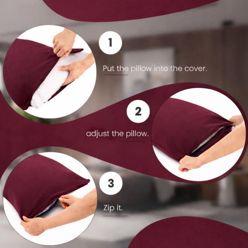 Funda de almohada EVOLIVE 53x137 cm Microfibra Color Vino con Cremallera Oculta