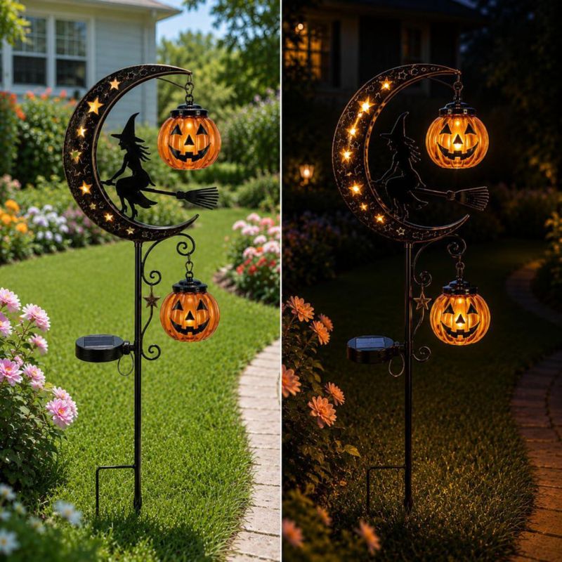 Luz Solar de Poste para Jardín Shilkare Bruja de Halloween