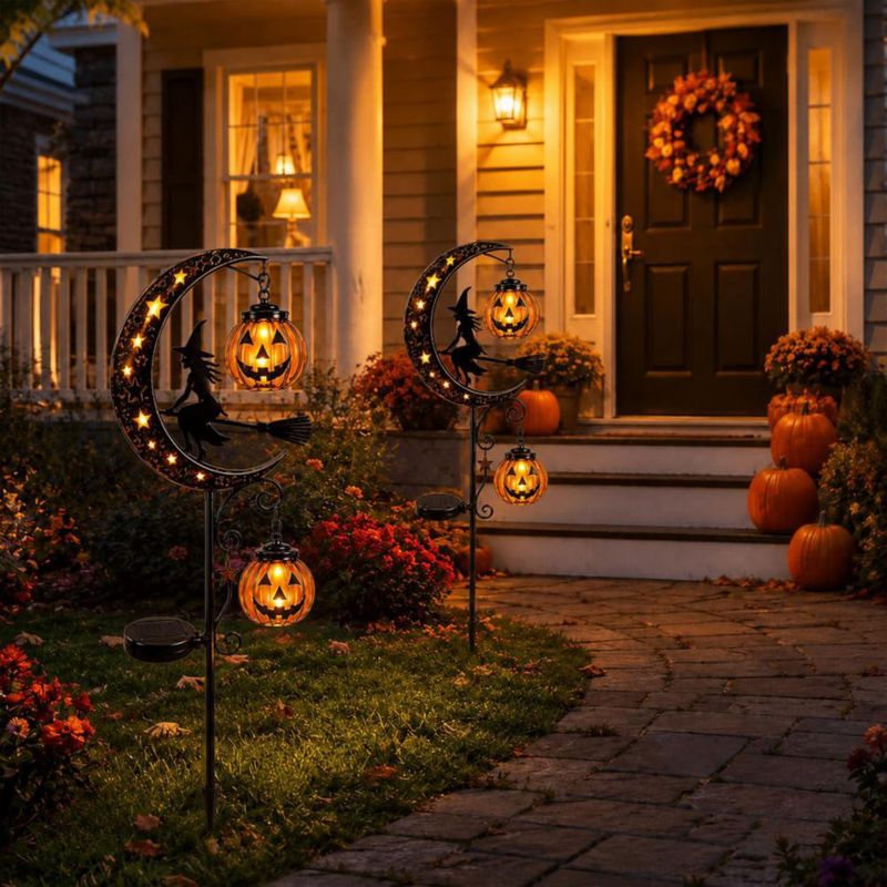 Luz Solar de Poste para Jardín Shilkare Bruja de Halloween