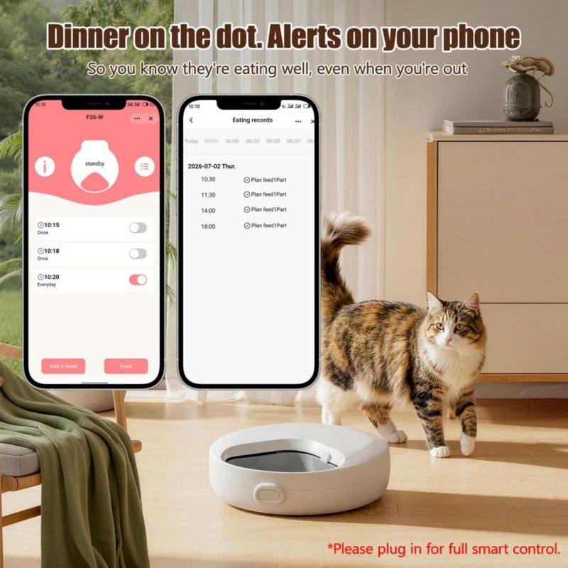 Comedero para gatos Bsemax WiFi automático 4 comidas 240 ml refrigerado