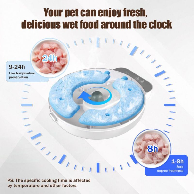 Comedero para gatos Bsemax WiFi automático 4 comidas 240 ml refrigerado