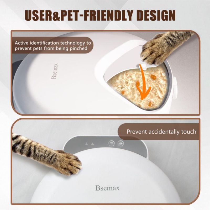 Comedero para gatos Bsemax WiFi automático 4 comidas 240 ml refrigerado