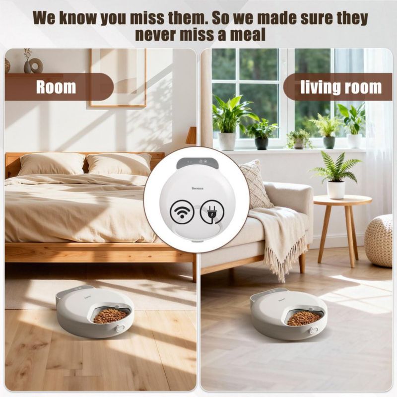 Comedero para gatos Bsemax WiFi automático 4 comidas 240 ml refrigerado