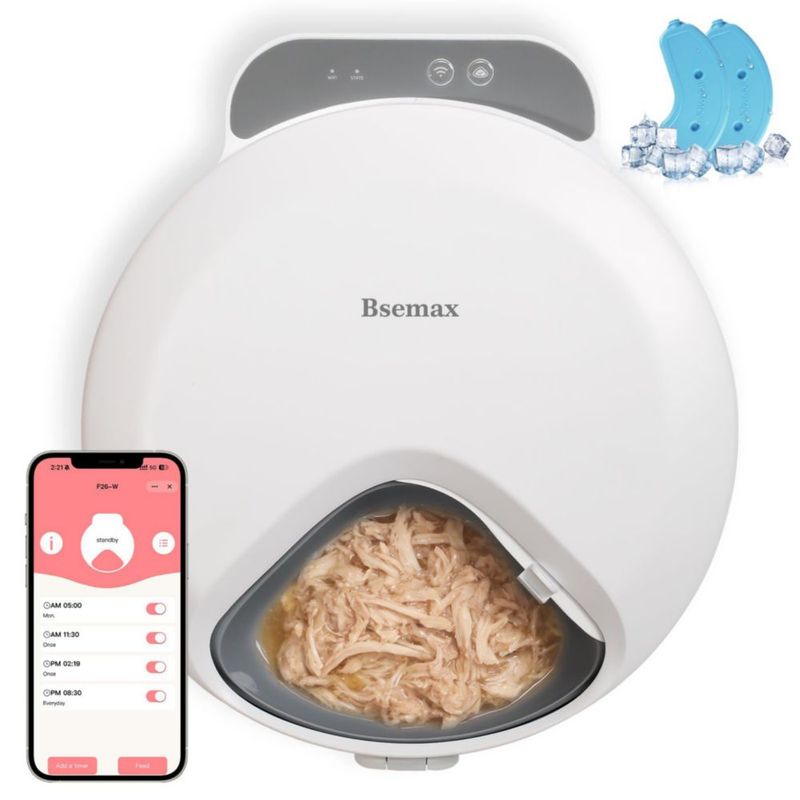 Comedero para gatos Bsemax WiFi automático 4 comidas 240 ml refrigerado
