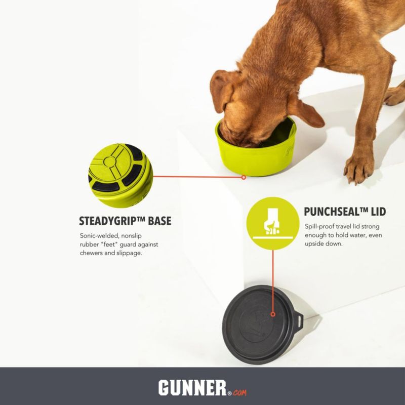 Tazón para perros GUNNER 17 L a prueba de derrames amarillo‑verde