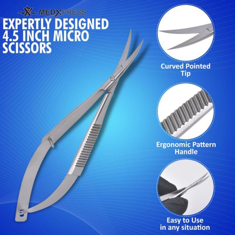Juego de 3 tijeras curvas de 12 cm de acero inoxidable Medxpress