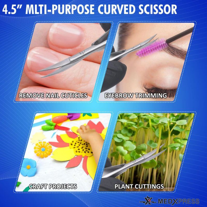 Juego de 3 tijeras curvas de 12 cm de acero inoxidable Medxpress