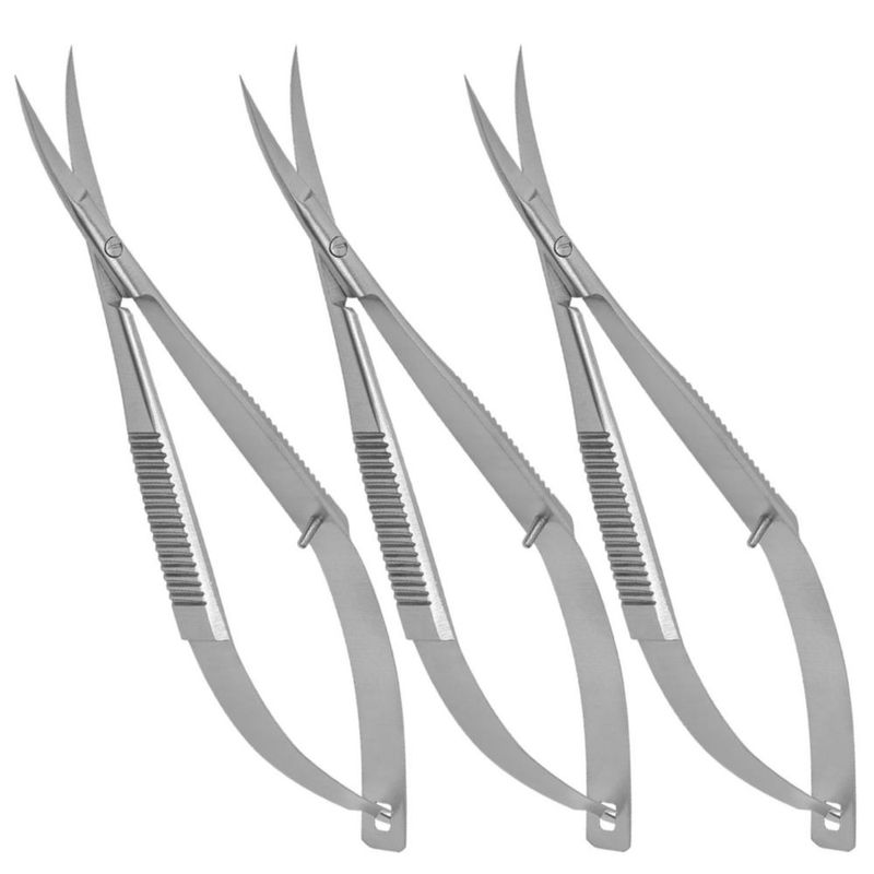Juego de 3 tijeras curvas de 12 cm de acero inoxidable Medxpress