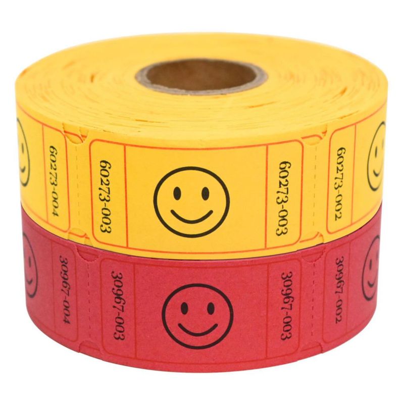 Boletos de rifa LLIKED 1000 amarillos y rojos 2.5 × 5 cm