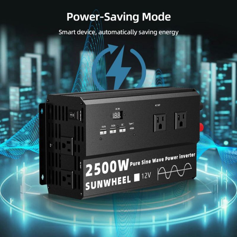 Inversor de potencia SUNWHEEL 2500W 12V a 110V