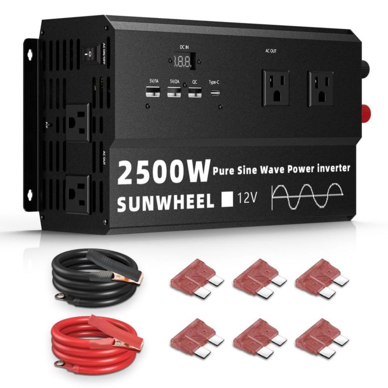 Inversor de potencia SUNWHEEL 2500W 12V a 110V