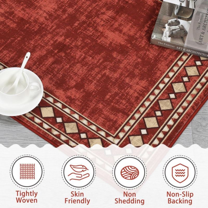 Alfombra Corredor CAROMIO 60x180 cm Lavable Color Granate con Borde