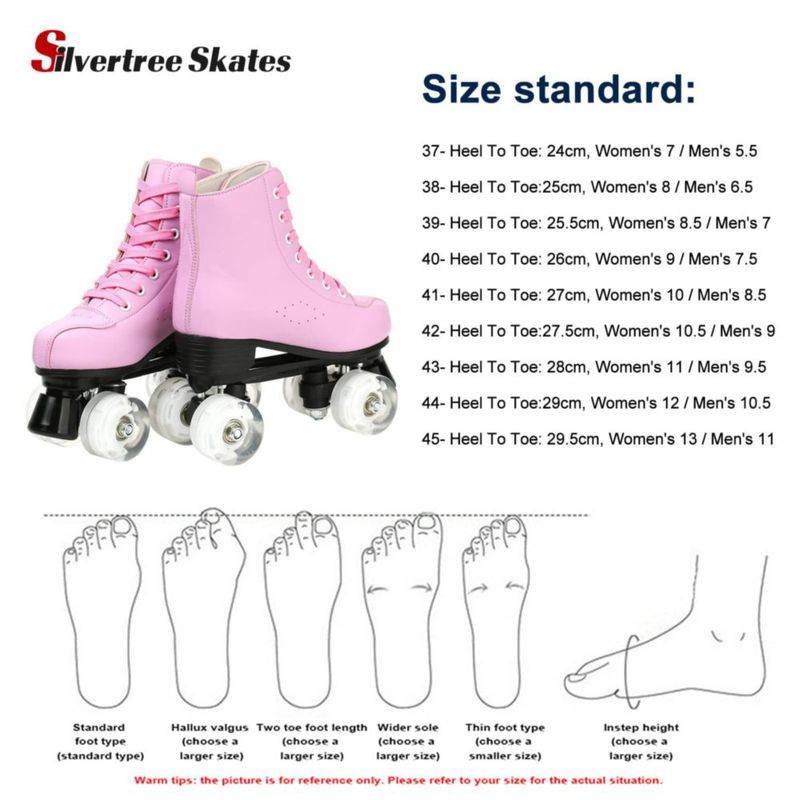 Patines de Cuatro Ruedas SilverTree 24 cm Cuero PU Caña Alta