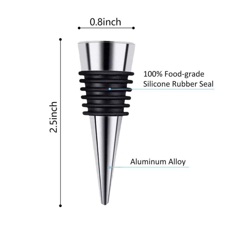 Tapón de Vino Tengfy 6 cm Plateado - Pack de 5 Reutilizables
