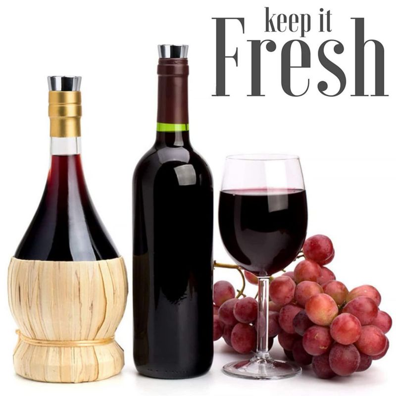 Tapón de Vino Tengfy 6 cm Plateado - Pack de 5 Reutilizables