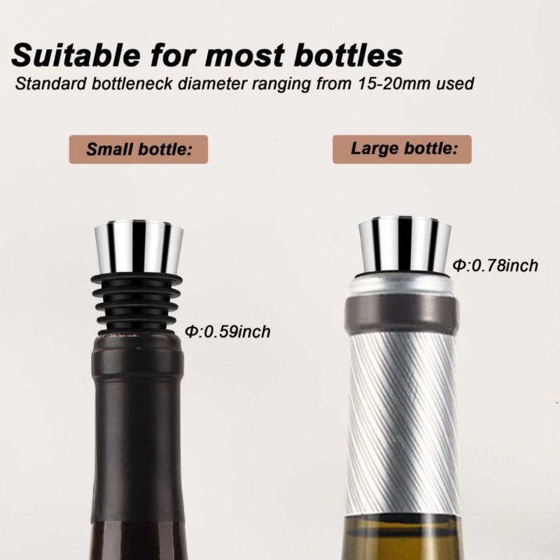 Tapón de Vino Tengfy 6 cm Plateado - Pack de 5 Reutilizables