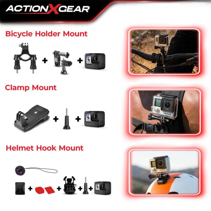 Kit de cámara de acción ACTIONXGEAR 120 en 1 compatible