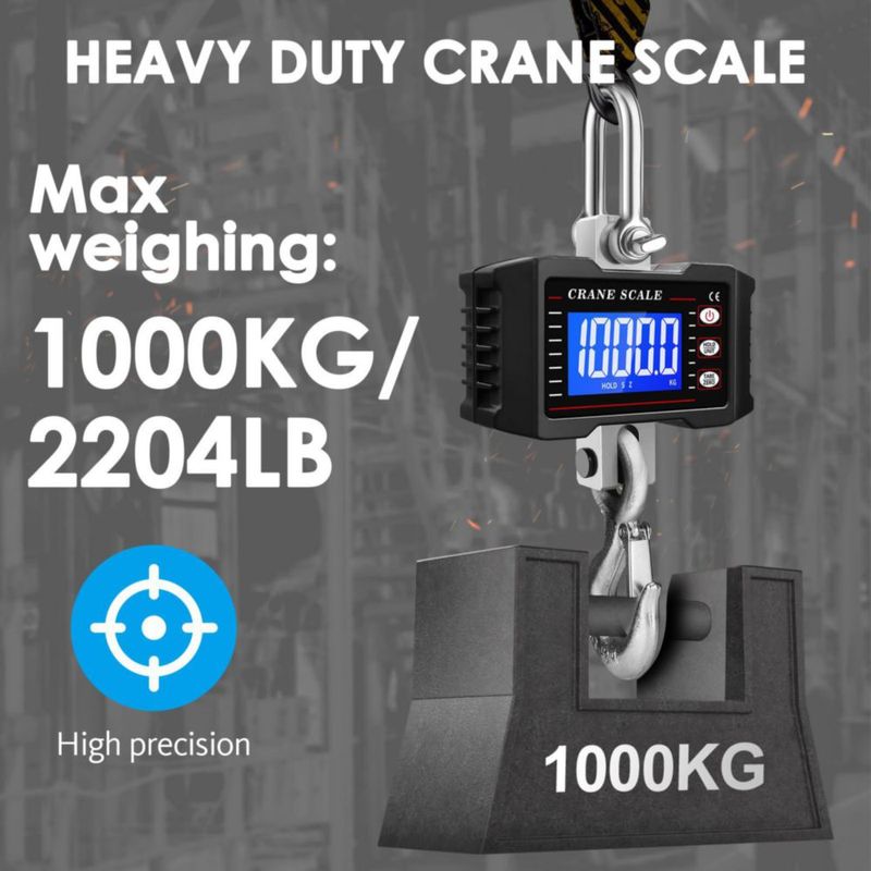 Balanza de Grúa Ezzylife 1000 kg LCD Retroiluminada con Retención de Datos