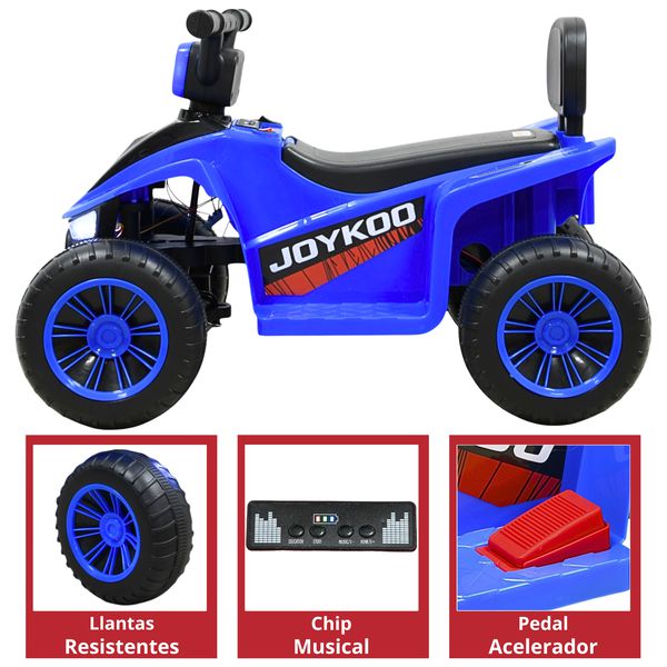 Cuatrimoto Montable Eléctrica Para Niños Con Luces Y Sonido Batería Recargable 6V A Partir De 3 Años - Azul