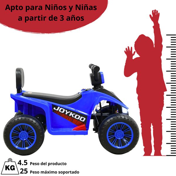 Cuatrimoto Montable Eléctrica Para Niños Con Luces Y Sonido Batería Recargable 6V A Partir De 3 Años - Azul