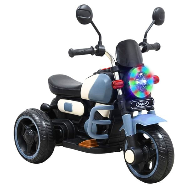 Moto Montable Eléctrica Retro Para Niños 3 Ruedas 6V Bluetooth Luces Música Desde 3 Años Hasta 25 Kg - Azul