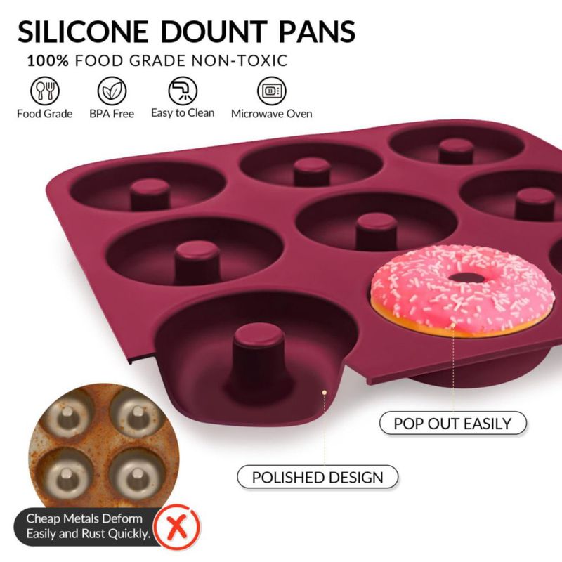 Molde para Donuts FUNLAVIE de Silicona Antiadherente de 9 Cavidades
