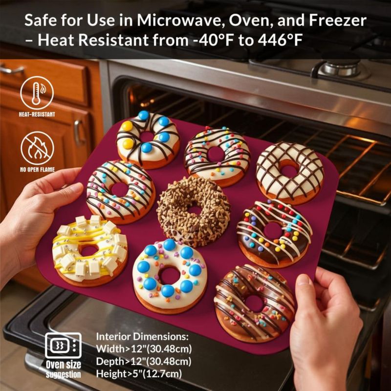 Molde para Donuts FUNLAVIE de Silicona Antiadherente de 9 Cavidades
