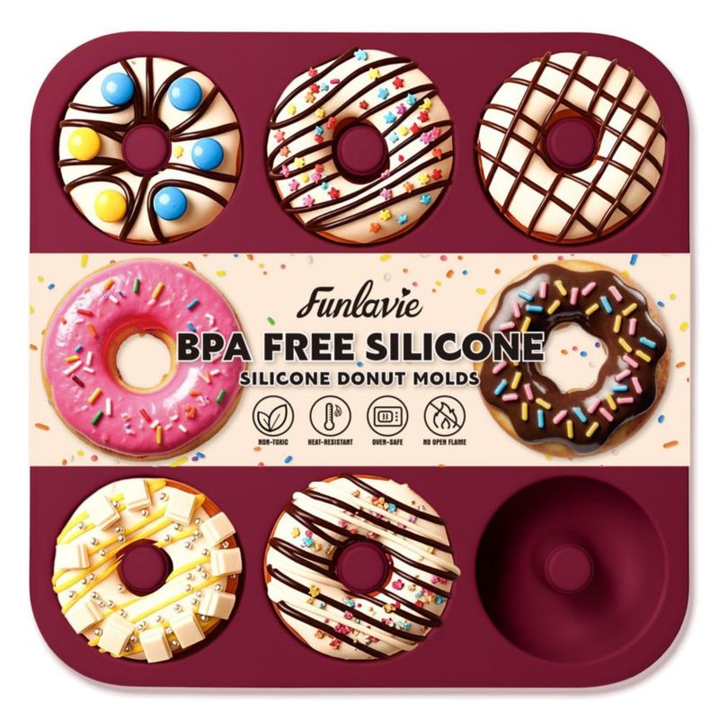 Molde para Donuts FUNLAVIE de Silicona Antiadherente de 9 Cavidades
