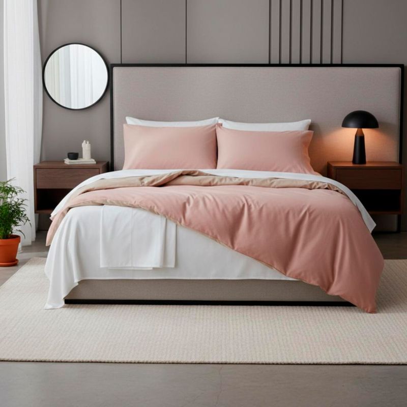 Juego de Cama Bed in Box Reversible Rosa Palo Arena Queen Size