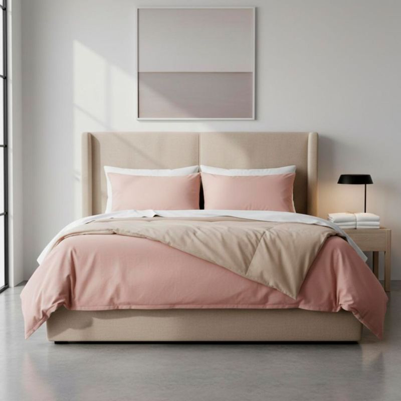 Juego de Cama Bed in Box Reversible Rosa Palo Arena Queen Size