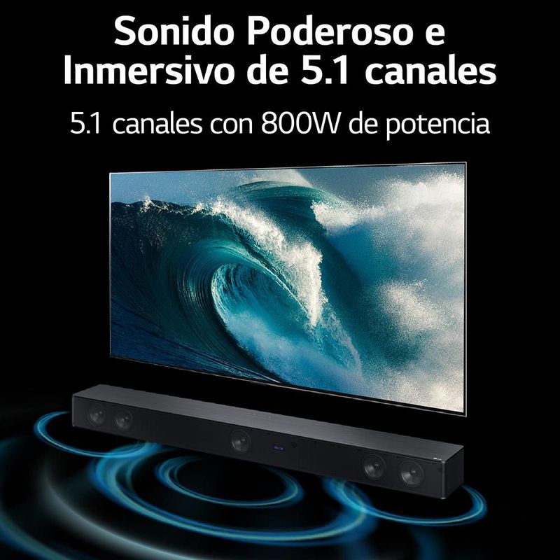 LG Soundbar, Barra de Sonido SH7Q, 5.1ch con 800W