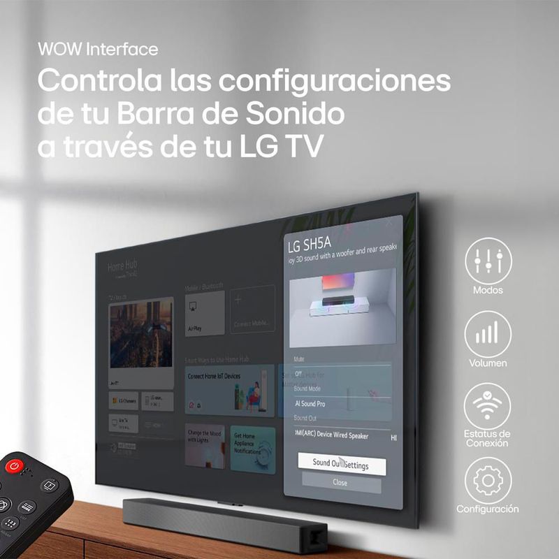 LG Soundbar, Barra de Sonido SH5A, 4.1 canales con 600W