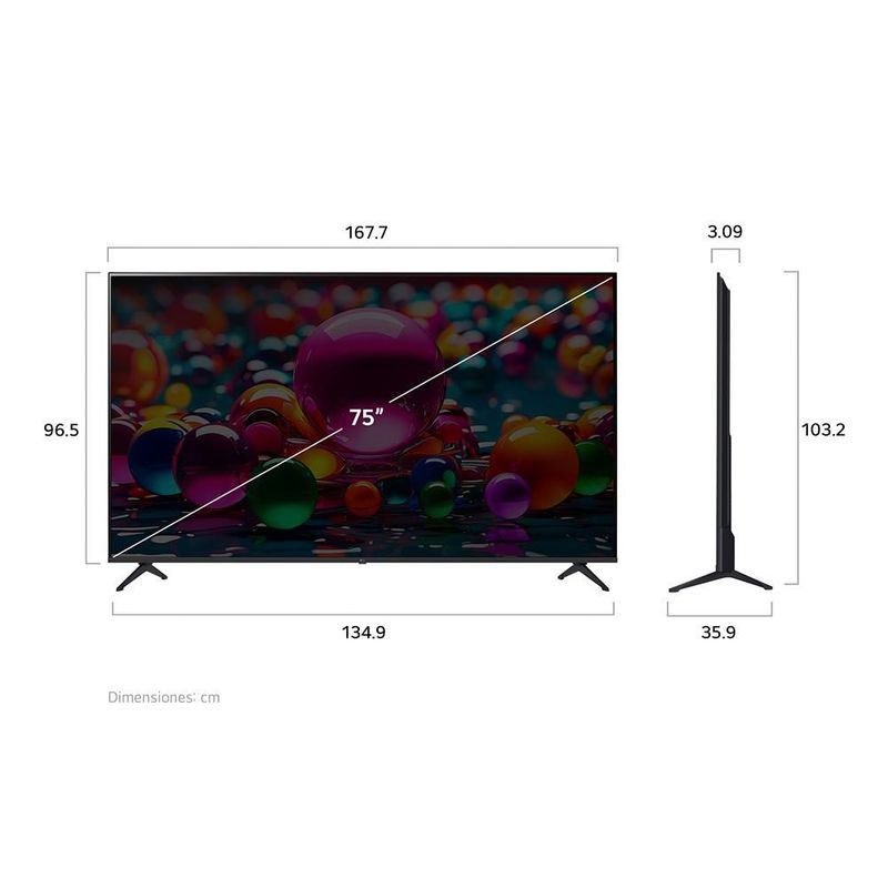Pantalla 75 pulgadas LG UHD AI UA75 4K SMART TV 2025 75UA7500PSA