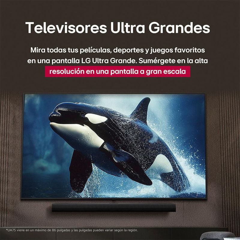 Pantalla 75 pulgadas LG UHD AI UA75 4K SMART TV 2025 75UA7500PSA