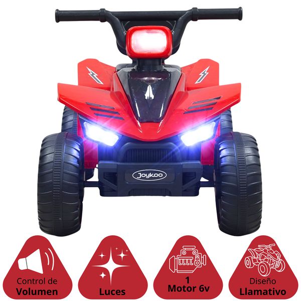 Cuatrimoto Montable Eléctrica Para Niños Con Luces Y Sonido Batería Recargable 6V A Partir De 3 Años - Rojo