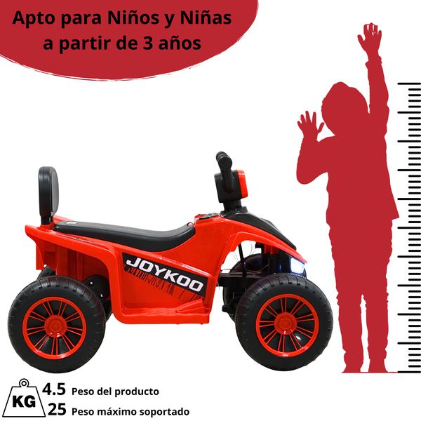 Cuatrimoto Montable Eléctrica Para Niños Con Luces Y Sonido Batería Recargable 6V A Partir De 3 Años - Rojo