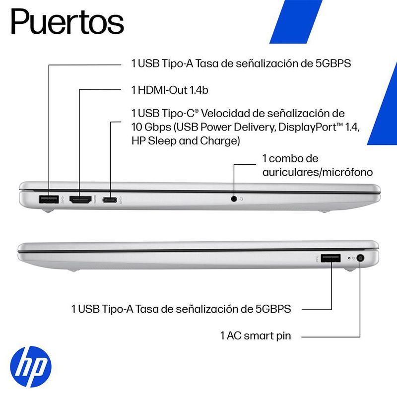 Laptop Hp AMD Ryzen AI 16GB RAM 512GB SSD 15.6" Glacier Silver