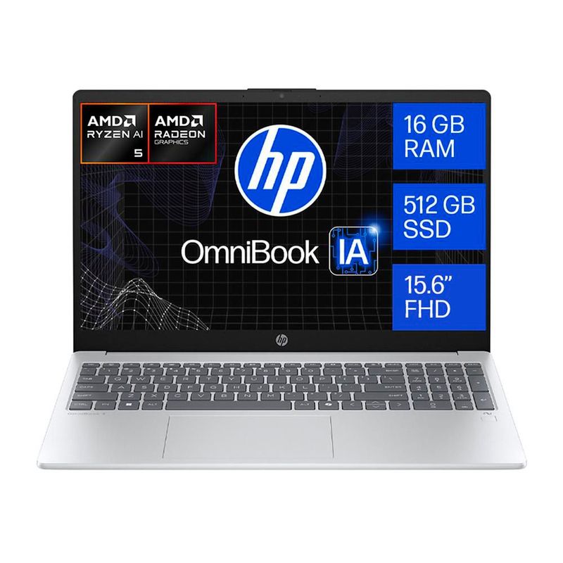 Laptop Hp AMD Ryzen AI 16GB RAM 512GB SSD 15.6" Glacier Silver