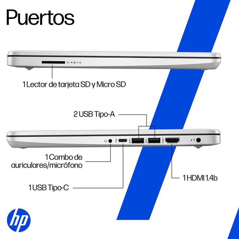 Laptop Hp Celeron N4500 8GB RAM 256GB SSD 14" Natural Silver