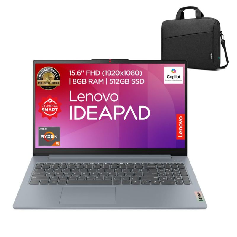 Laptop Lenovo IdeaPad Slim AMD Ryzen5 8GB RAM 512GB SSD Gris