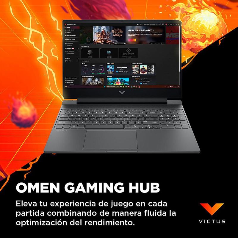 Laptop Hp Gaming AMD Ryzen 5 8GB RAM 512GB SSD 15.6" Mica Silver