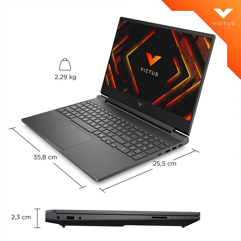 Laptop Hp Gaming AMD Ryzen 5 8GB RAM 512GB SSD 15.6" Mica Silver