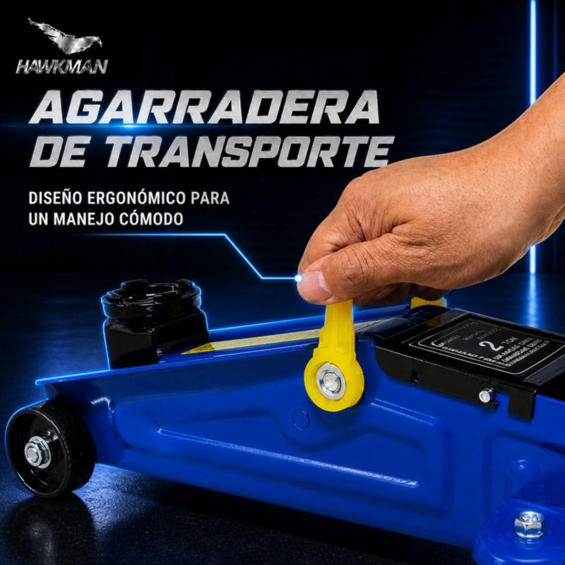 Gato Hidráulico Patin Hawkman 2 Ton Ruedas 360° Altura 11.5-30 cm Asa Removible