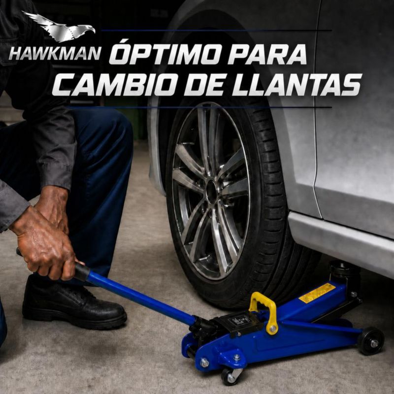 Gato Hidráulico Patin Hawkman 2 Ton Ruedas 360° Altura 11.5-30 cm Asa Removible