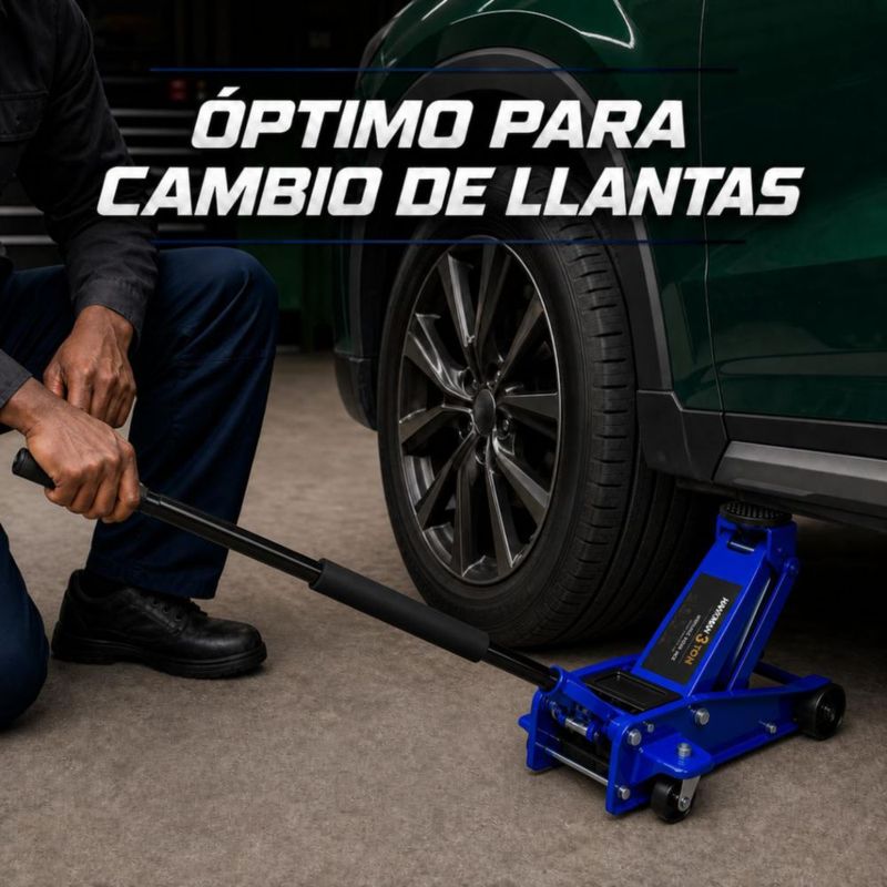 Gato Hidráulico Patín Hawkman 3 Ton Ruedas 360° Altura 13.5-45 cm Ruedas 360°