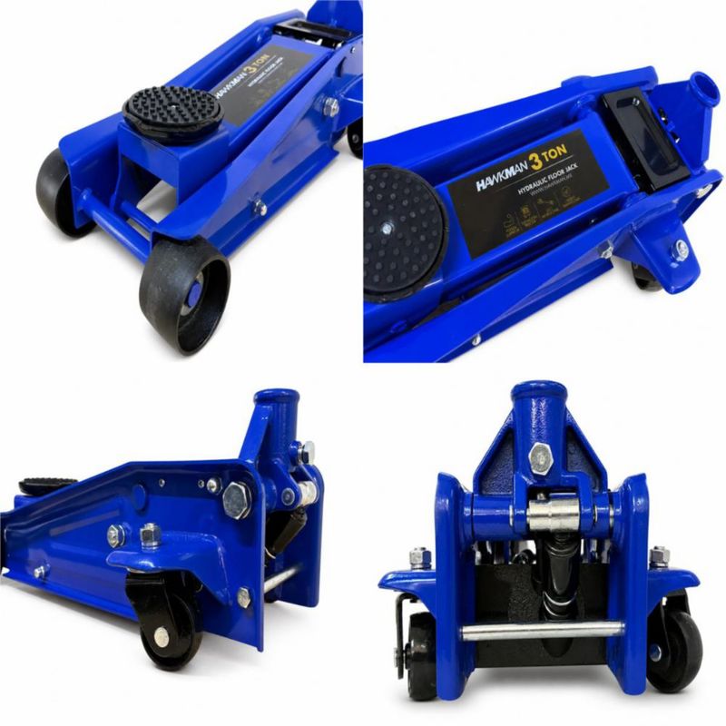 Gato Hidráulico Patín Hawkman 3 Ton Ruedas 360° Altura 13.5-45 cm Ruedas 360°