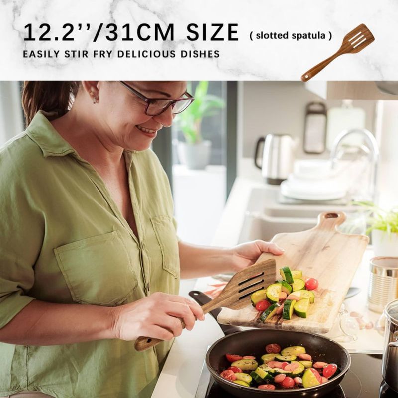 Juego de Utensilios de Cocina Hefild de 9 Piezas en Madera de Acacia