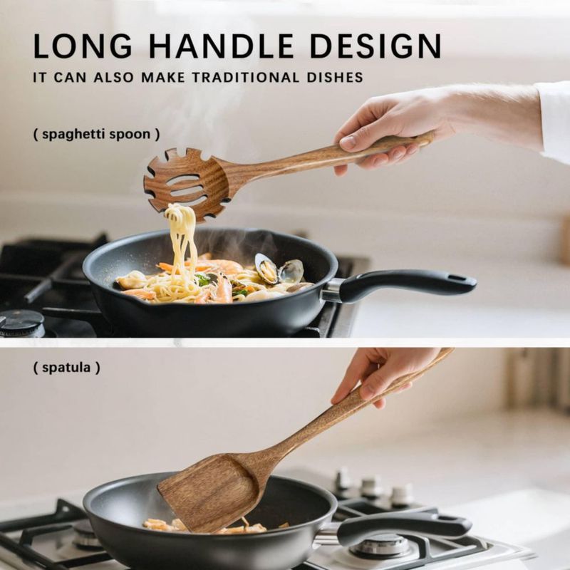 Juego de Utensilios de Cocina Hefild de 9 Piezas en Madera de Acacia